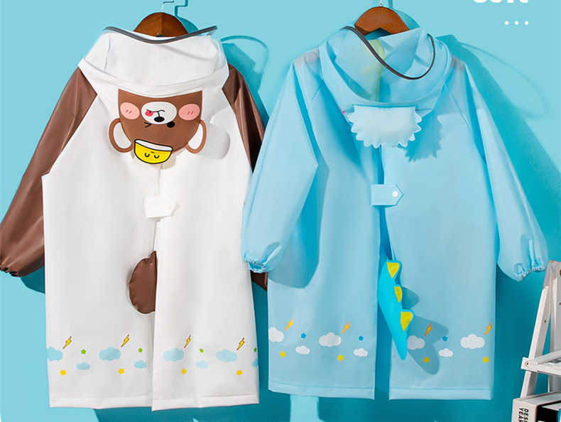 レインウェア 子供用動物柄レインコート 可愛い恐竜くま柄 防水軽量