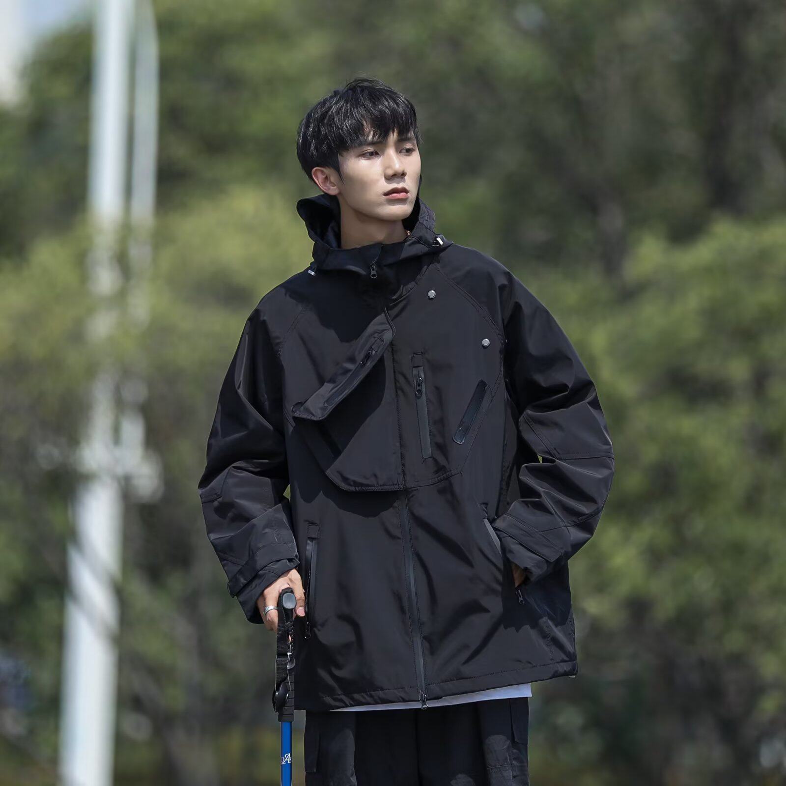 レインウェア 多機能ポケット付き防水レインジャケット