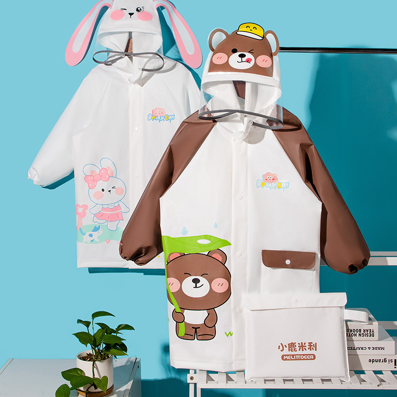 レインウェア 子供用動物柄レインコート 可愛い恐竜くま柄 防水軽量
