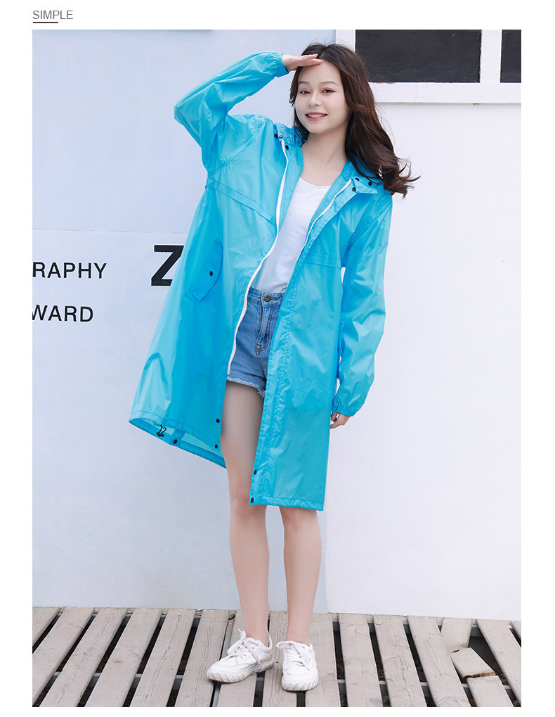 レインウェア 男女兼用ロング丈フード付き防水ジャケット