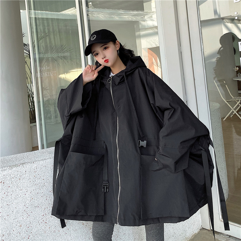 レインウェア ゆったりオーバーサイズフード付き防水レインジャケット
