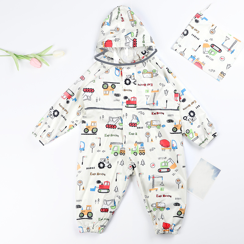 宇宙柄フード付きつなぎ型レインウェア