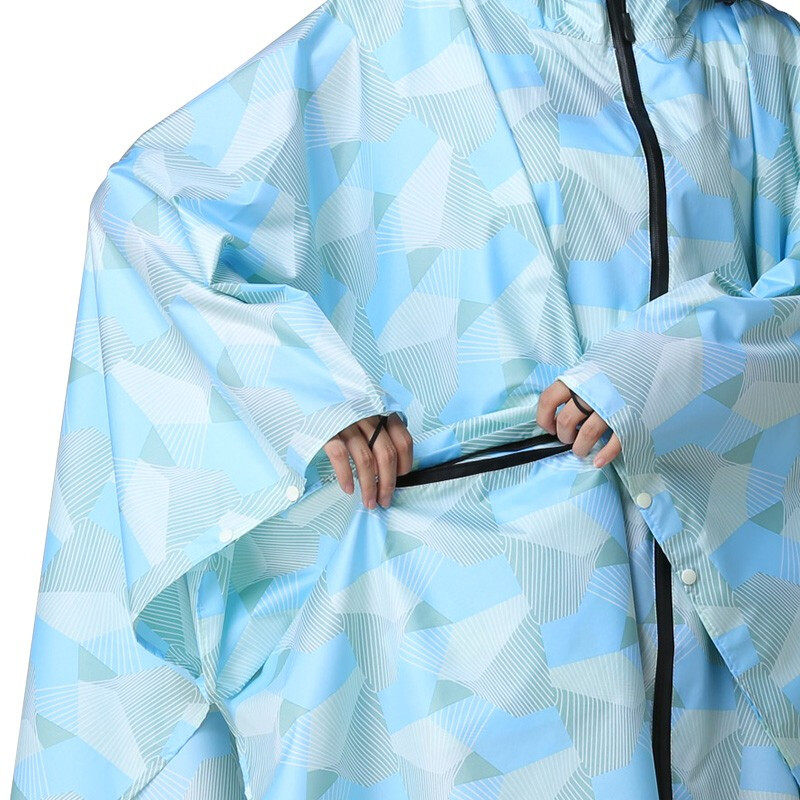 レインウェア 幾何学模様ポンチョ型リュック対応レインコート