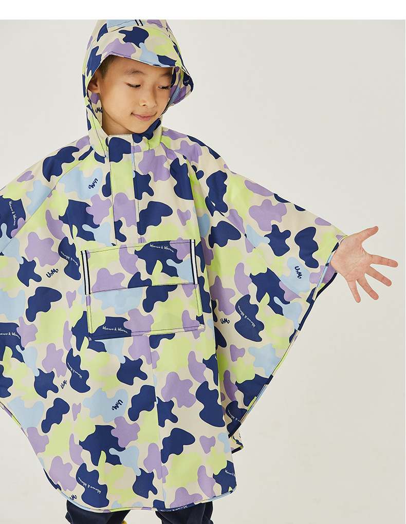 レインウェア 超軽量速乾フード付きポンチョ型子供用雨ガッパ