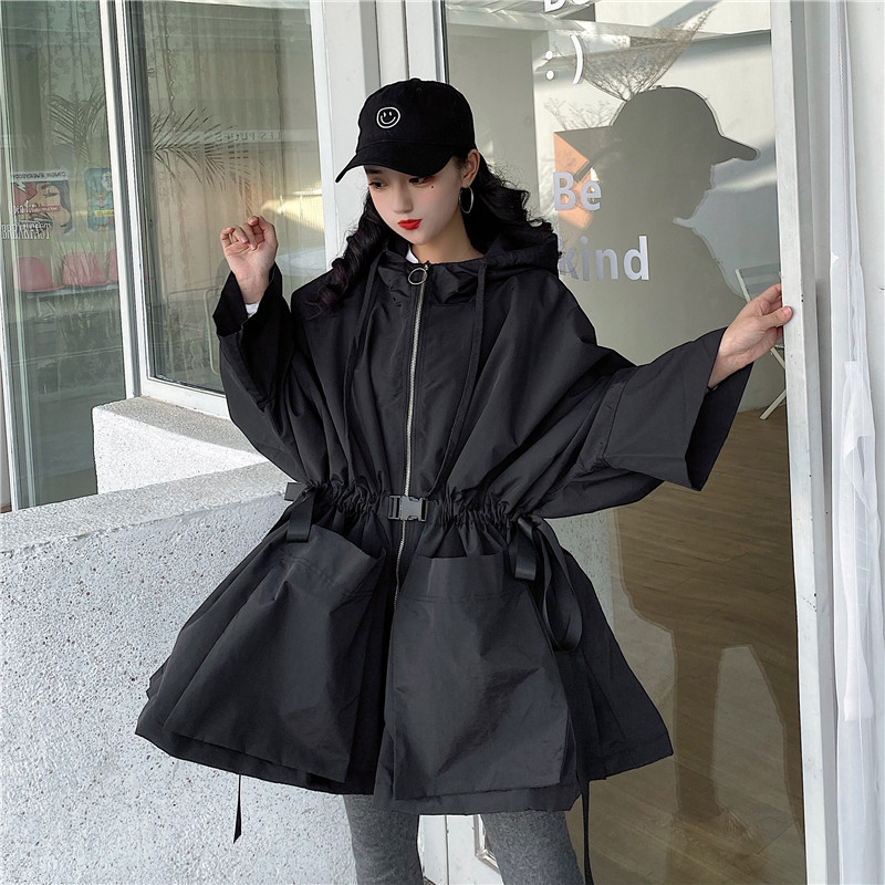 レインウェア ゆったりオーバーサイズフード付き防水レインジャケット