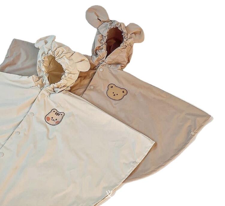 レインウェア 子供用くま耳レインコート 撥水加工 通学雨具カッパ