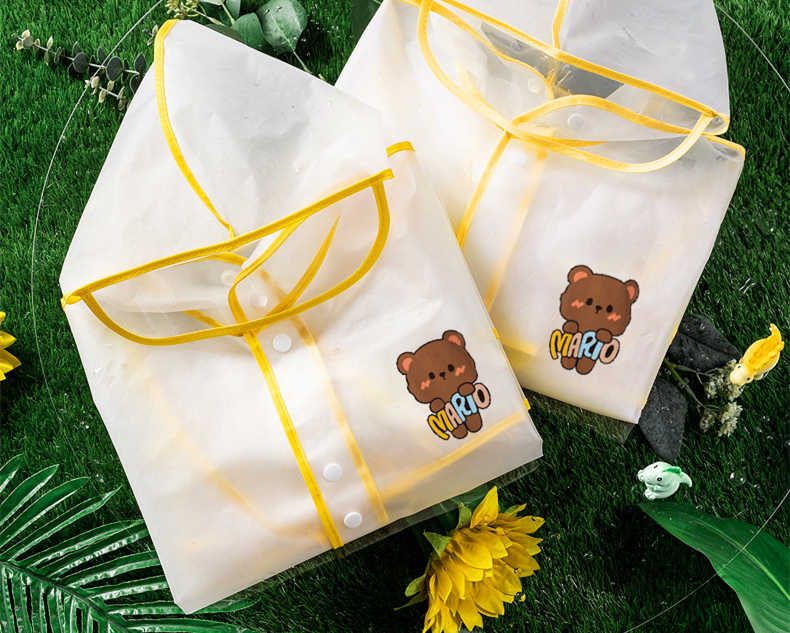 レインウェア 子供用 熊柄透明レインコート