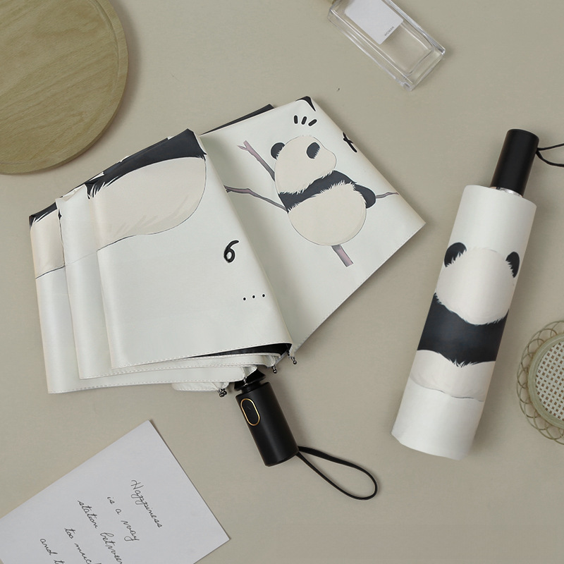 折りたたみ傘 愛らしいパンダ柄の晴雨兼用折りたたみ傘