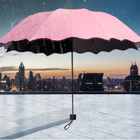 折りたたみ傘 花柄刺繍スカラップ縁取り晴雨兼用折りたたみ傘