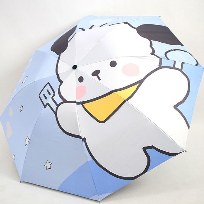 折りたたみ傘 可愛い子犬プリント晴雨兼用折りたたみ傘
