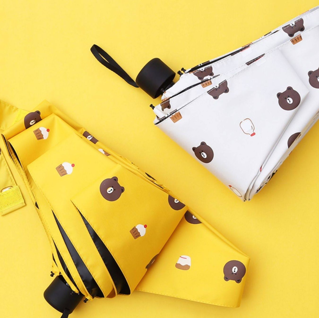 折りたたみ傘 可愛い熊さん柄の超軽量折りたたみ傘　コンパクト設計