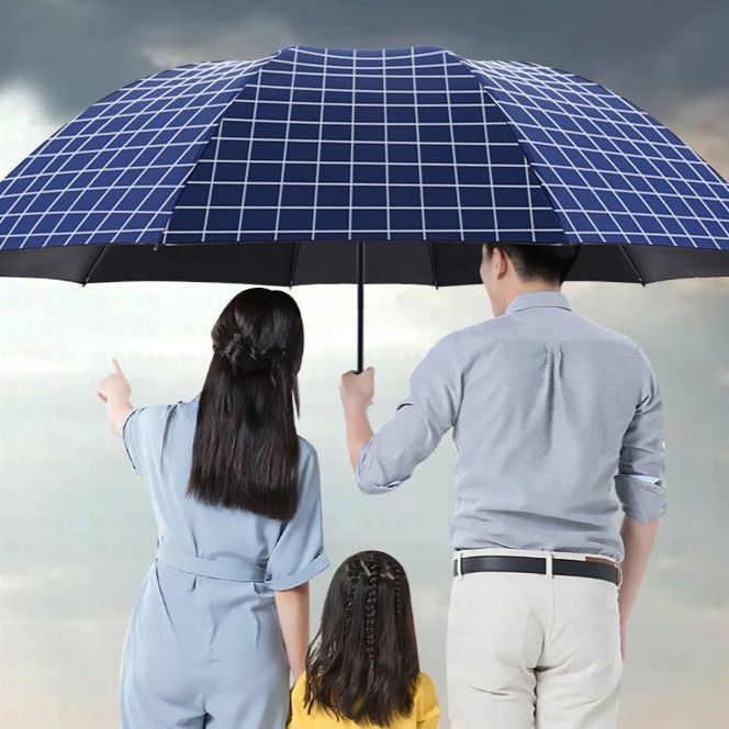 折りたたみ傘 超大判十本骨格子柄晴雨兼用折りたたみ傘