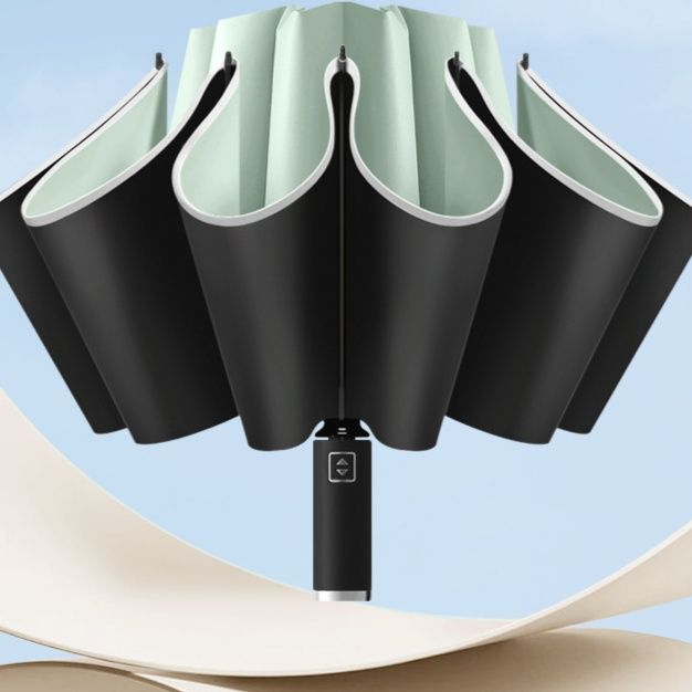 折りたたみ傘 逆向き開閉式晴雨兼用折りたたみ傘反射テープ付き