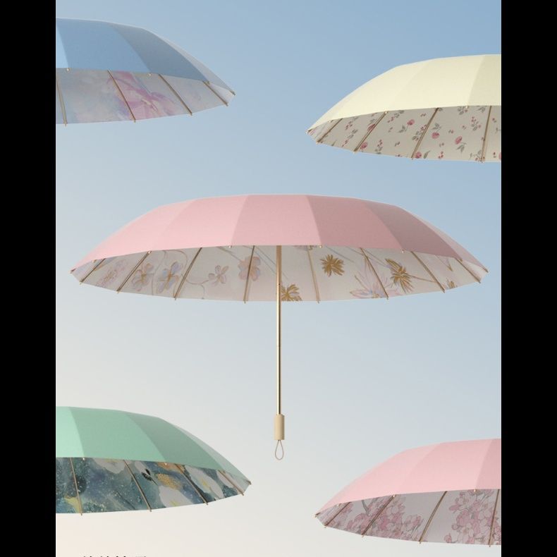 折りたたみ傘 花柄刺繍の内側が美しい　晴雨兼用