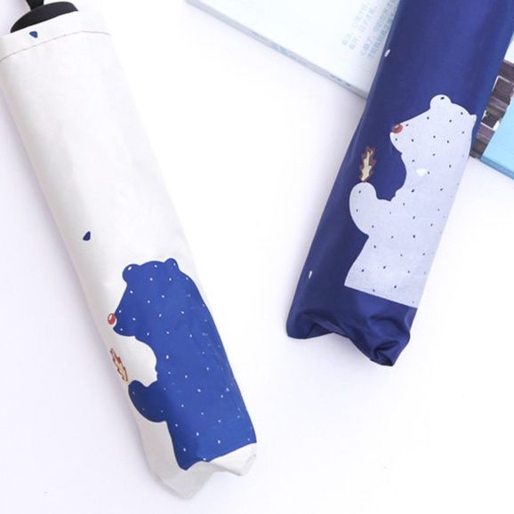 折りたたみ傘 白くま親子柄の軽量折りたたみ雨傘