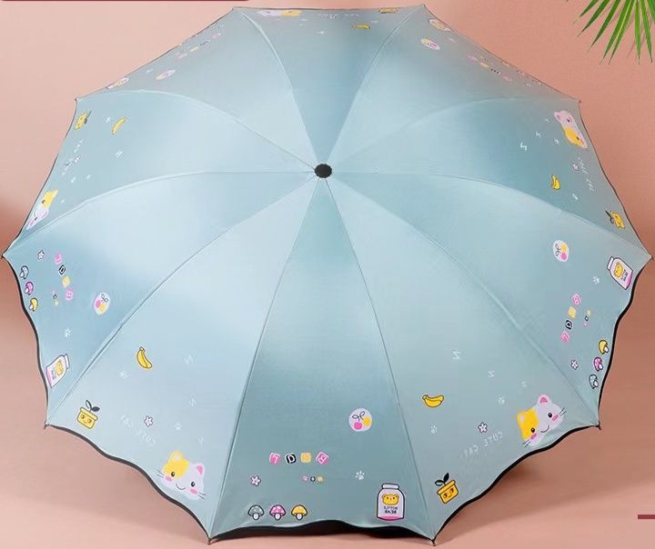 折りたたみ傘 可愛い猫柄十本骨加強晴雨兼用傘