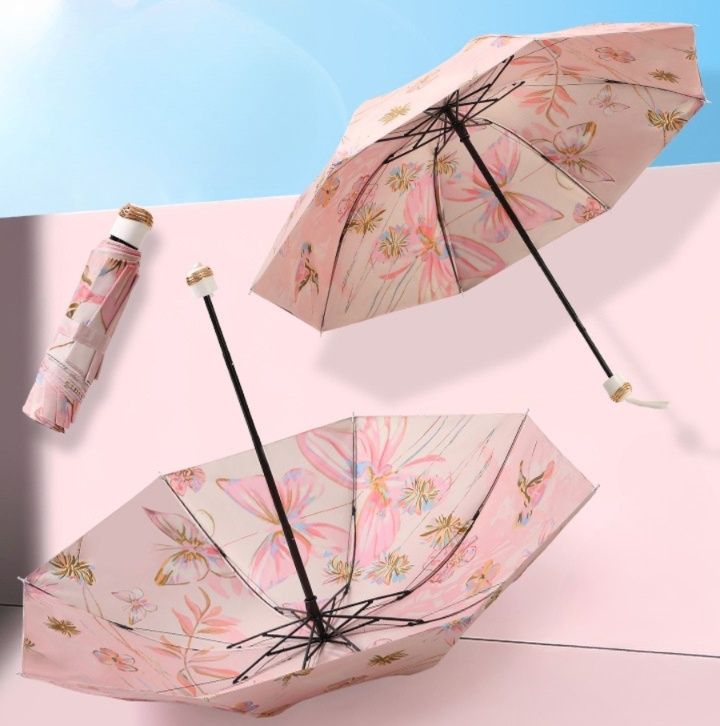 折りたたみ傘 両面柄入りレディース晴雨兼用