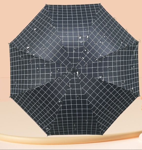  八本骨格子柄日傘防水晴雨兼用折りたたみ傘