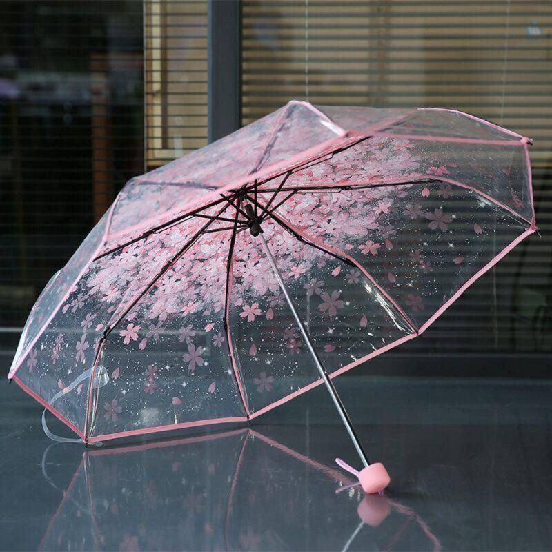 折りたたみ傘 桜舞う透明軽量折りたたみ傘