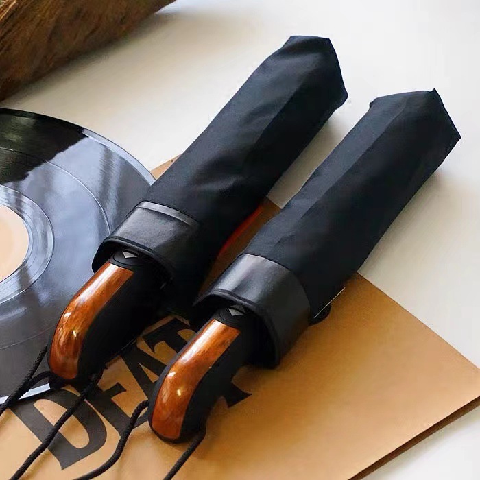 折りたたみ傘 木製ハンドル十本骨高級折りたたみ雨傘