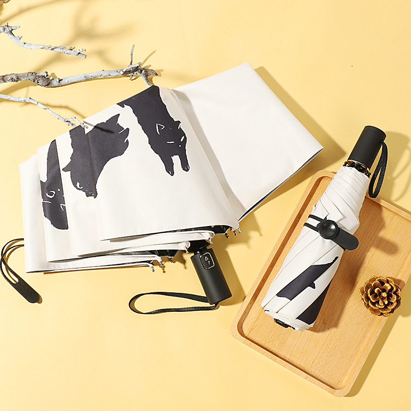 折りたたみ傘 水墨画風猫柄デザイン晴雨兼用折りたたみ傘