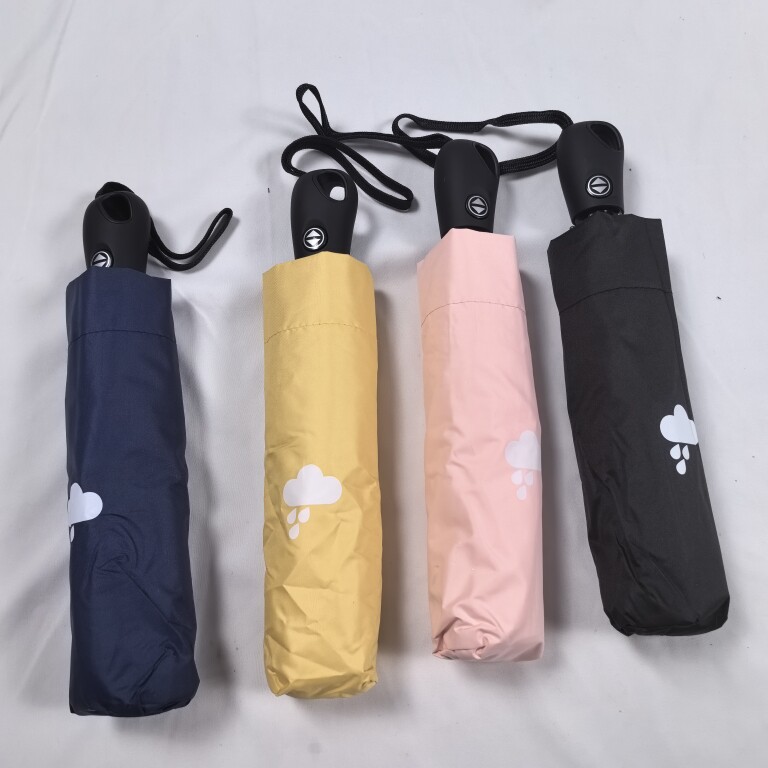 折りたたみ傘 雲と雨粒の可愛いワンポイント折りたたみ雨傘