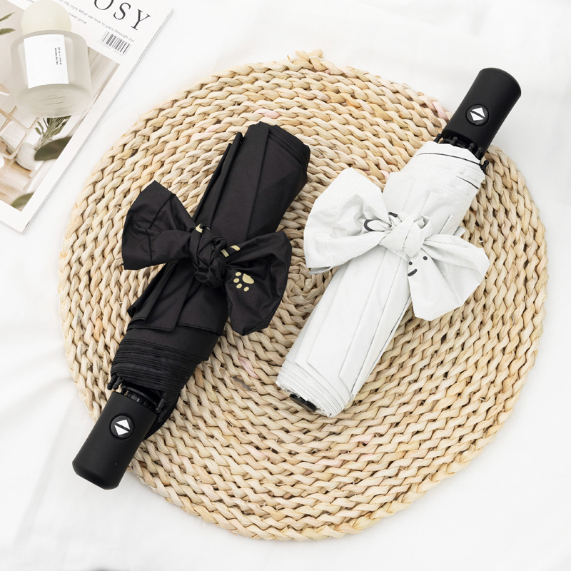 折りたたみ傘 猫と肉球柄の自動開閉式折りたたみ傘