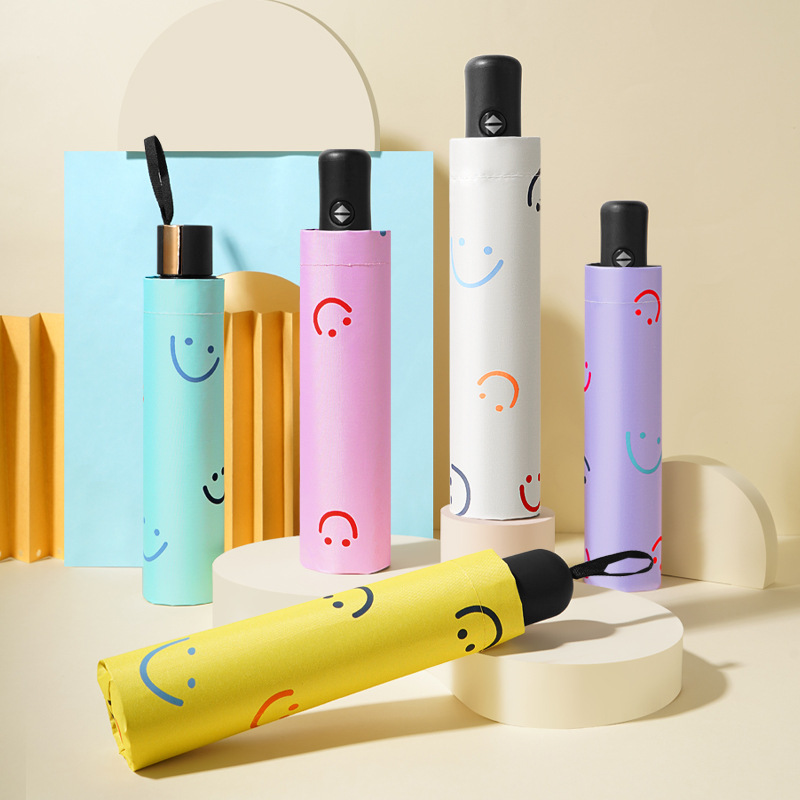 折りたたみ傘 スマイル柄軽量折りたたみ　日傘