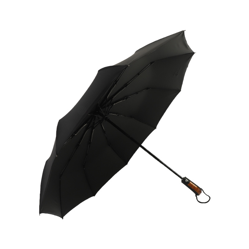 折りたたみ傘 木製ハンドル十本骨高級折りたたみ雨傘