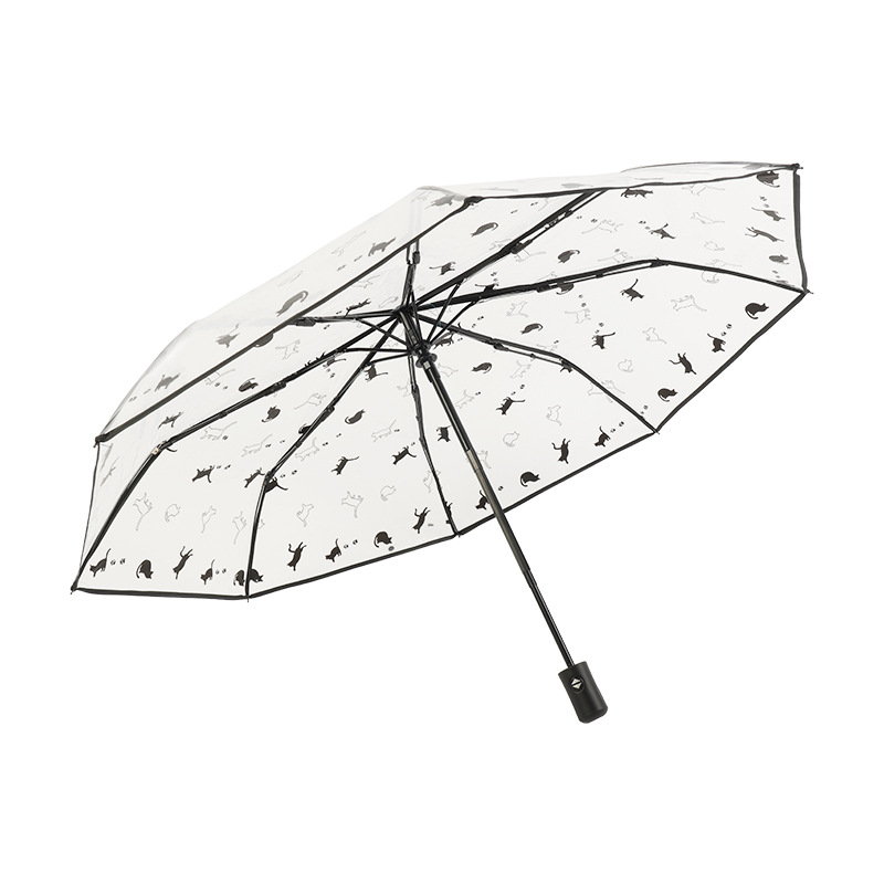 折りたたみ傘 子猫のシルエット柄折りたたみ傘