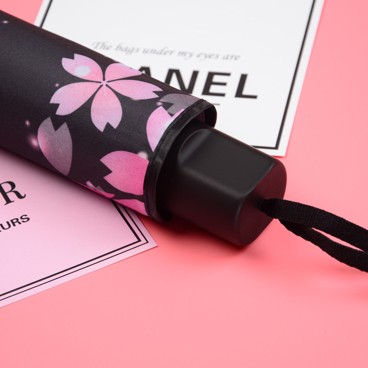 折りたたみ傘 桜舞い散る夜空柄の折りたたみ日傘