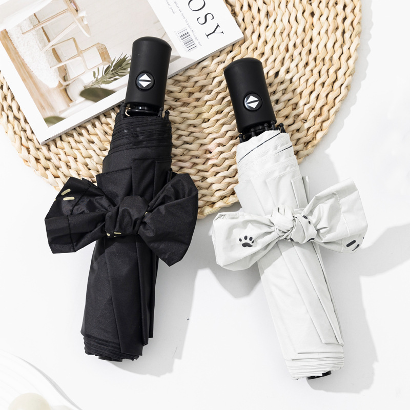 折りたたみ傘 猫と肉球柄の自動開閉式折りたたみ傘