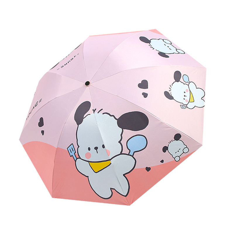 折りたたみ傘 可愛い子犬プリント晴雨兼用折りたたみ傘