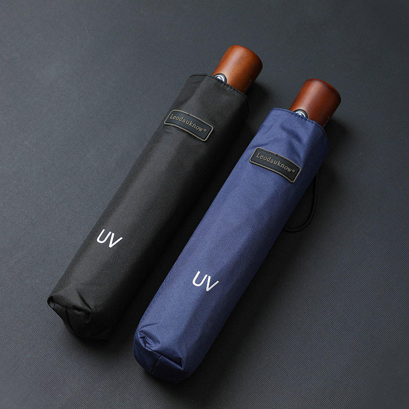 折りたたみ傘 紫外線防止木製持ち手折りたたみ傘
