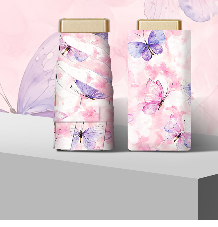 折りたたみ傘 優雅な花柄と蝶々の晴雨兼用折りたたみ傘