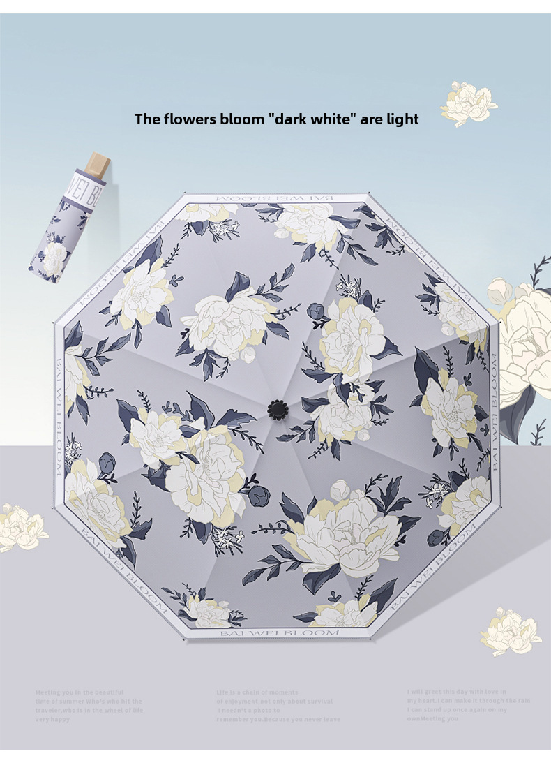 折りたたみ傘 花と蝶の優雅な遮熱折りたたみ日傘