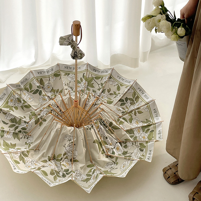 折りたたみ傘 優雅な薔薇柄　雨傘