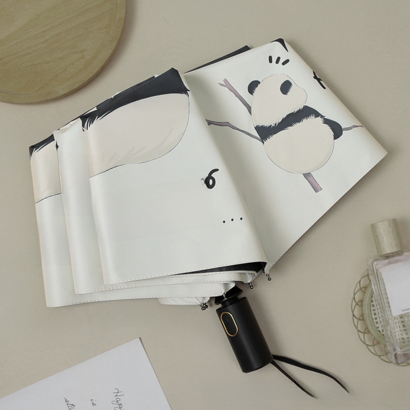 折りたたみ傘 愛らしいパンダ柄の晴雨兼用折りたたみ傘