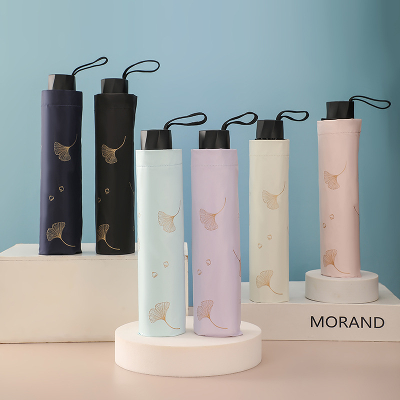 折りたたみ傘 銀杏刺繍柄遮光加工折りたたみ傘