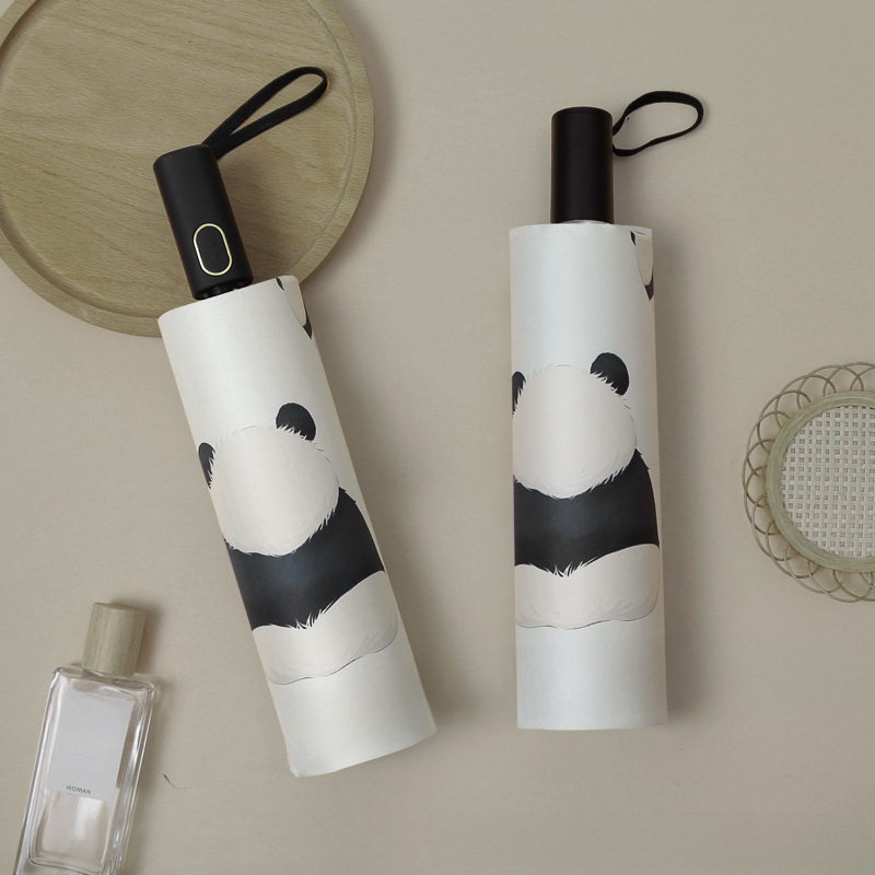 折りたたみ傘 愛らしいパンダ柄の晴雨兼用折りたたみ傘