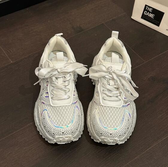 厚底メッシュランニングシューズ レディース通気性運動靴