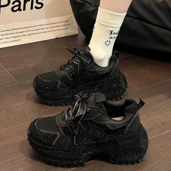 厚底メッシュランニングシューズ レディース通気性運動靴