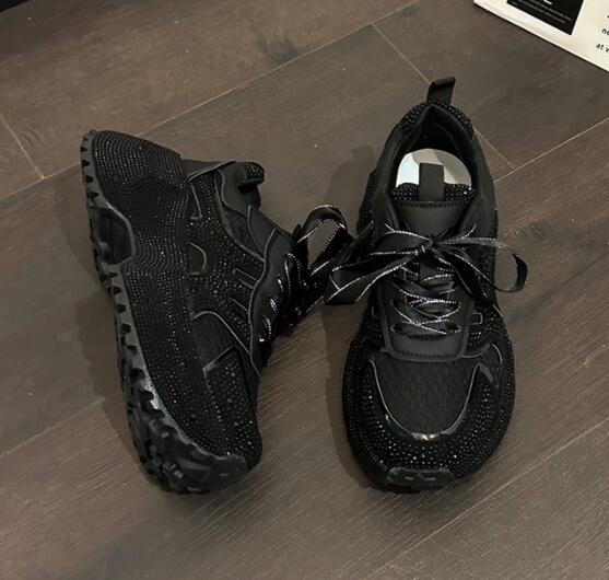 厚底メッシュランニングシューズ レディース通気性運動靴