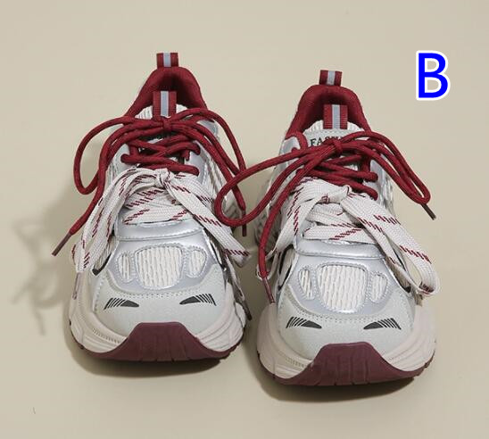 レディース厚底ランニングシューズ白赤