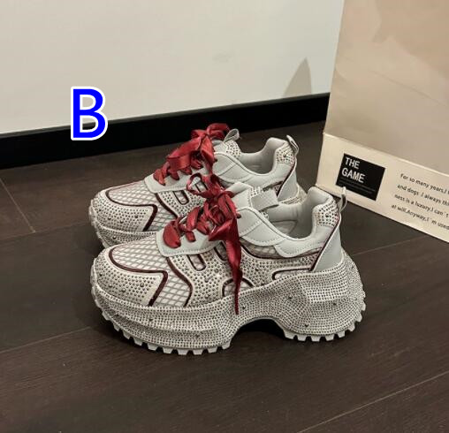 厚底メッシュランニングシューズ レディース通気性運動靴