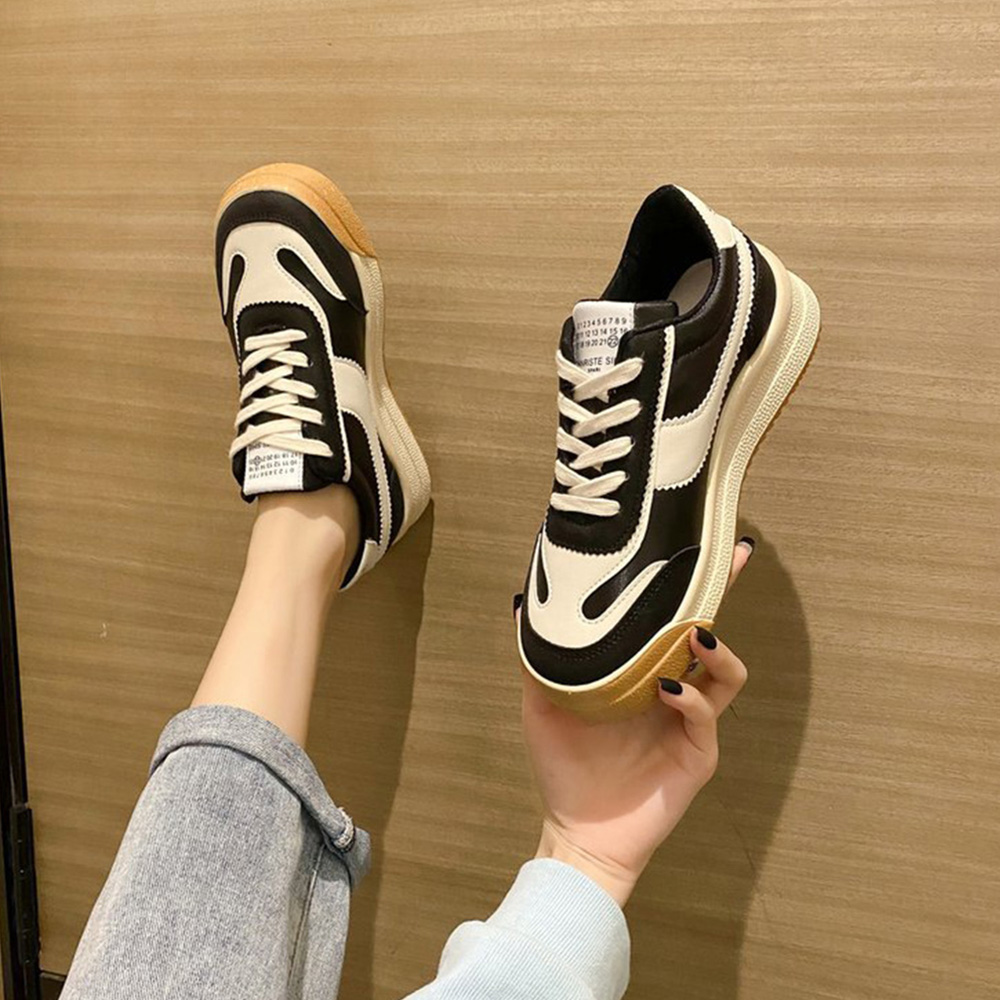 韓国風レトロ配色厚底ランニングシューズ
