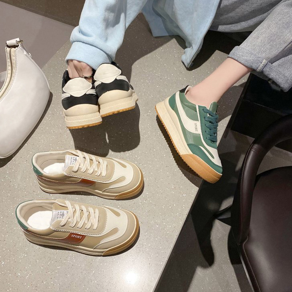 韓国風レトロ配色厚底ランニングシューズ