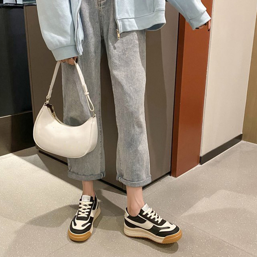 韓国風レトロ配色厚底ランニングシューズ