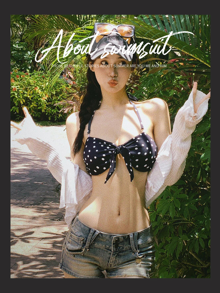 ラッシュガード  レトロな水玉模様にチューブトップビキニ♥