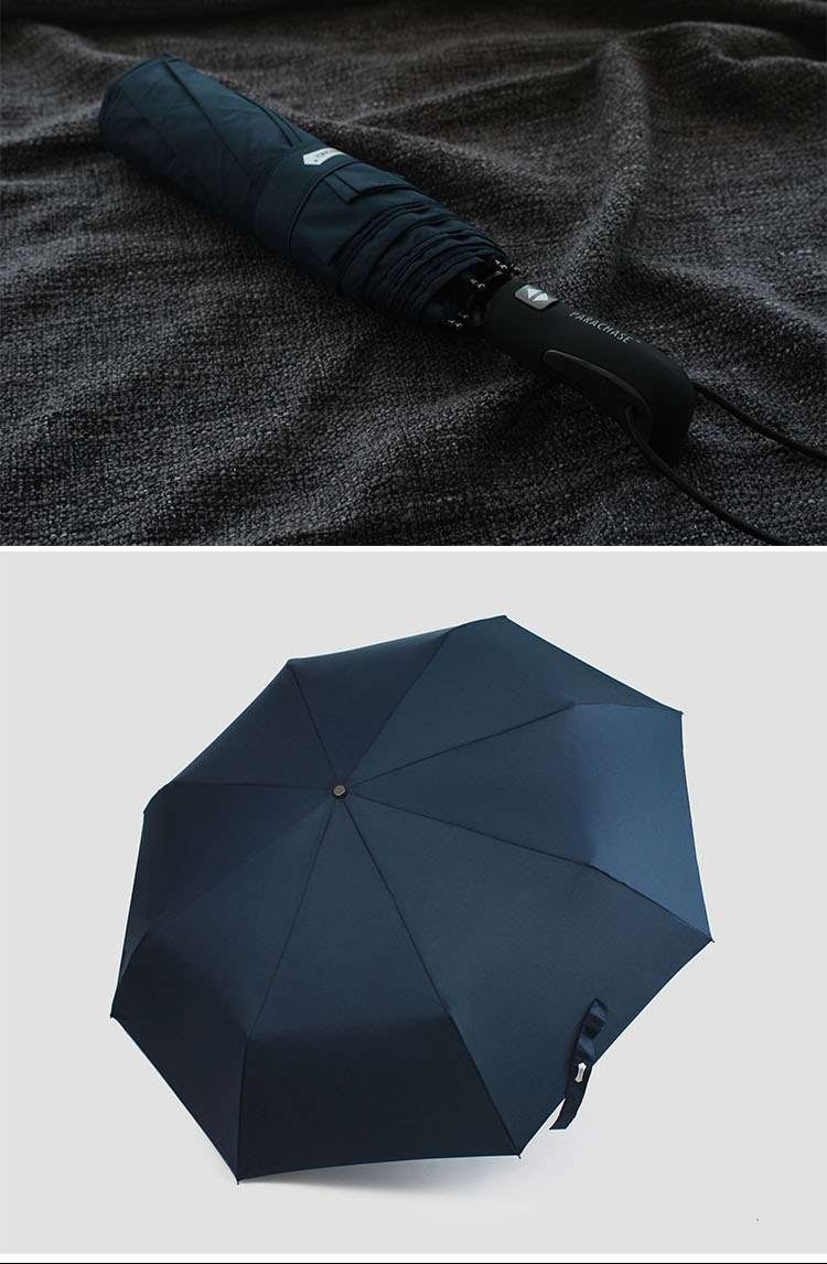 日傘 雨粒弾く三色折り畳み傘
